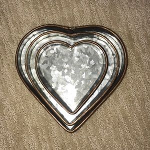 3 piece Heart Tray Decor